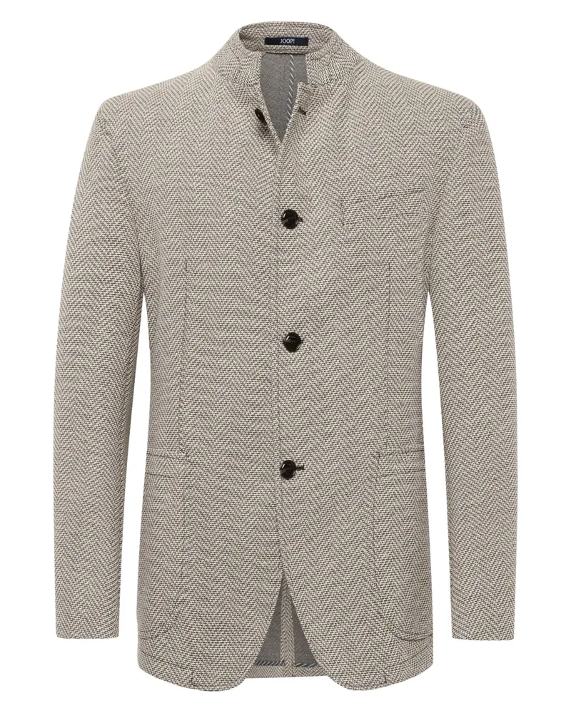 JOOP! Casual-Sakko mit Stehkragen und Fischgrätstruktur in Hellbraun