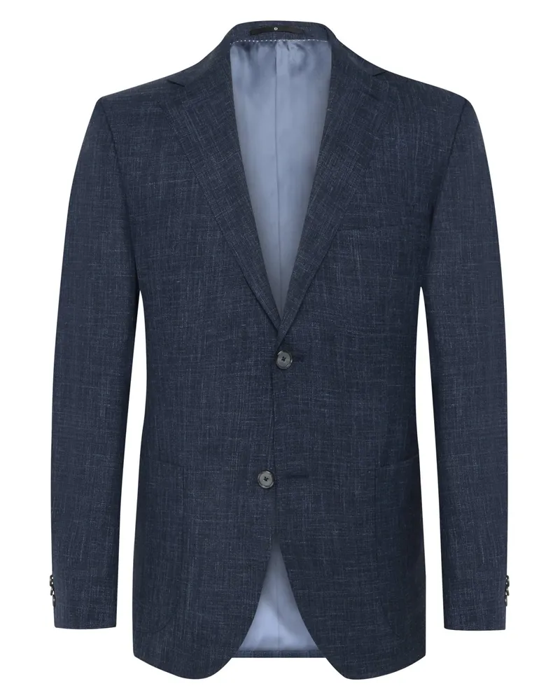 Dressler Teilweise gefütterter Blazer aus Seiden-Woll-Mischgewebe mit fallendem Revers, normale Passform in Blau