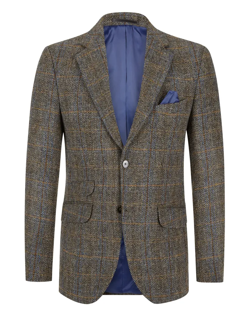 Wellington of Bilmore Harris Tweed-Sakko London mit Ellenbogenpatches, Regular Fit in Beige