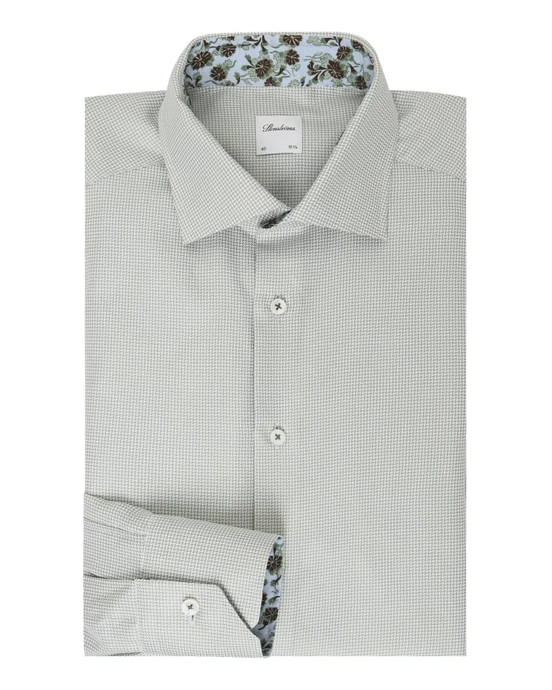 Stenströms Hemd aus Twofold Super Cotton mit Pepita-Muster, Regular Fit in Grün
