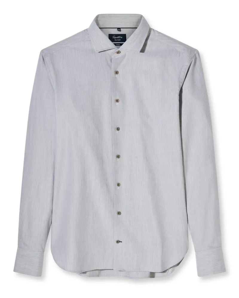 Olymp Signature Casual, Tailored Fit, Flanellhemd mit Kaschmir in Grau