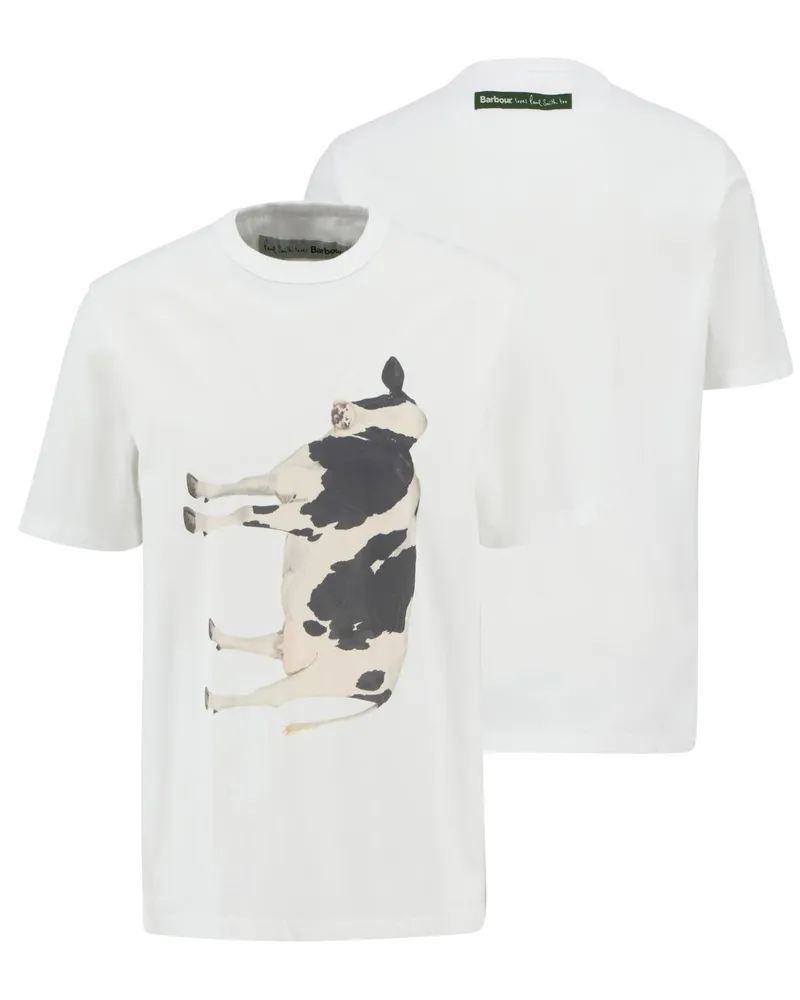 Barbour Paul Smith loves Barbour T-Shirt mit Kuh-Motiv in Weiß