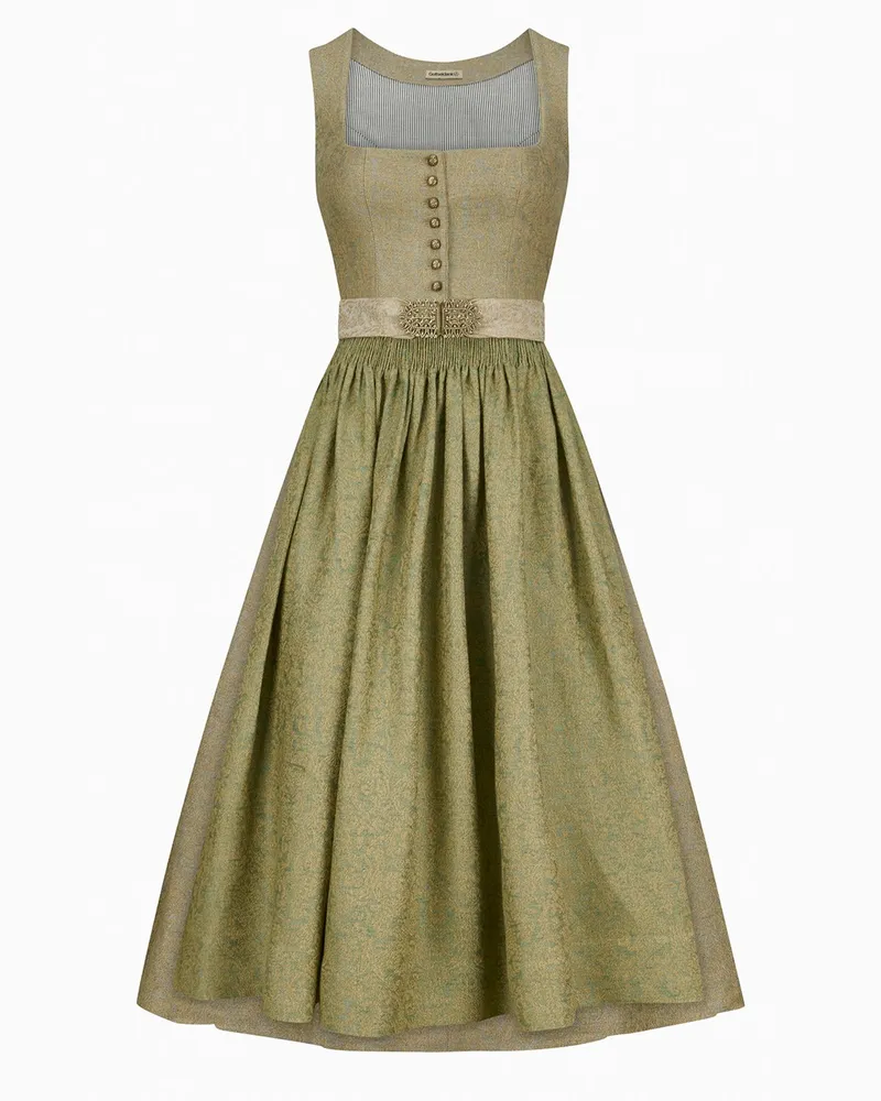 Gottseidank Dirndl Monika aus Leinen mit Schürze und Metallschließe in Hellgrün