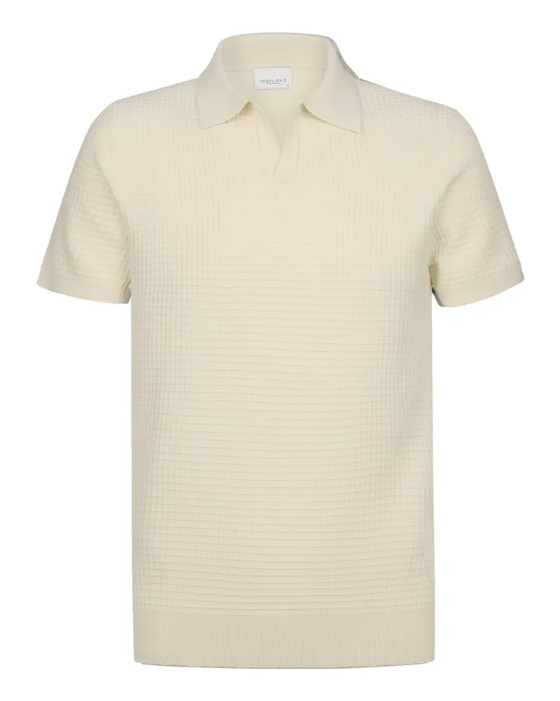 Profuomo Waffelstrick-Poloshirt mit Tencel™ und Seide in Offwhite