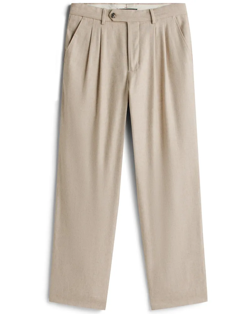 Tommy Hilfiger Flanellhose High Rise Relaxed Fit mit doppelter Bundfalte in Beige