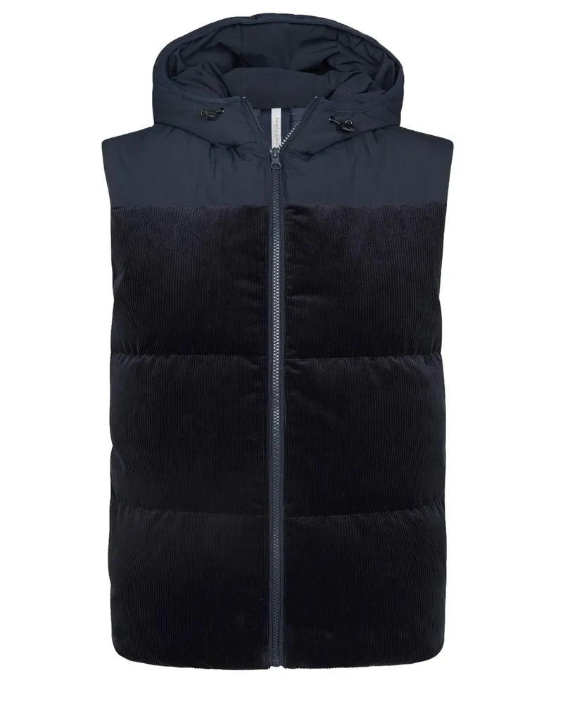 Profuomo Steppweste mit Corddetails und Kapuze mit Kordelzug in Marine
