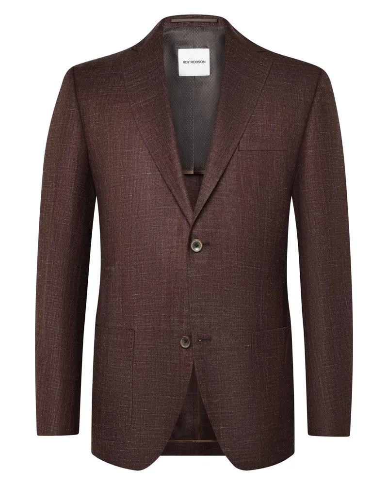 Roy Robson Sakko aus einem Schurwoll-Mix mit Seide und Leinen, Regular Fit in Braun