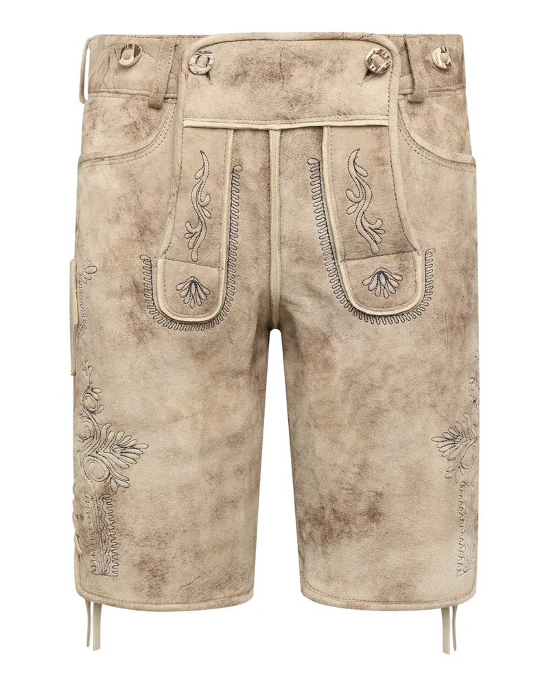 Spieth & Wensky Trachtenlederhose aus Ziegenveloursleder mit tonalen Stickereien in Beige