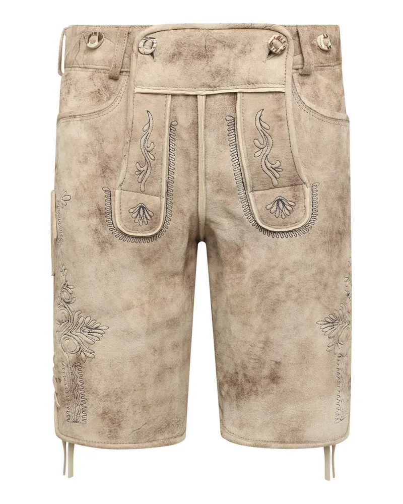 Spieth & Wensky Trachtenlederhose aus Ziegenveloursleder mit tonalen Stickereien in Beige