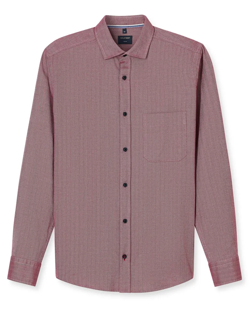 Olymp Casual, Regular Fit, Flanellhemd mit Fischgrätmuster in Rot