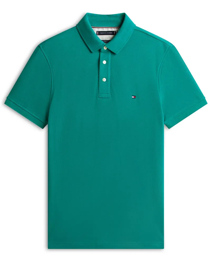 Tommy Hilfiger Piqué-Poloshirt 1985 mit Stretch und Logo-Stickerei, Slim Fit in Grün