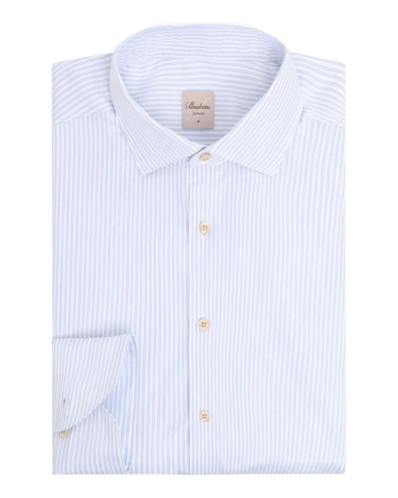 Stenströms Hemd mit Fineliner-Streifen aus Twofold Super Cotton, Slimline in Hellblau
