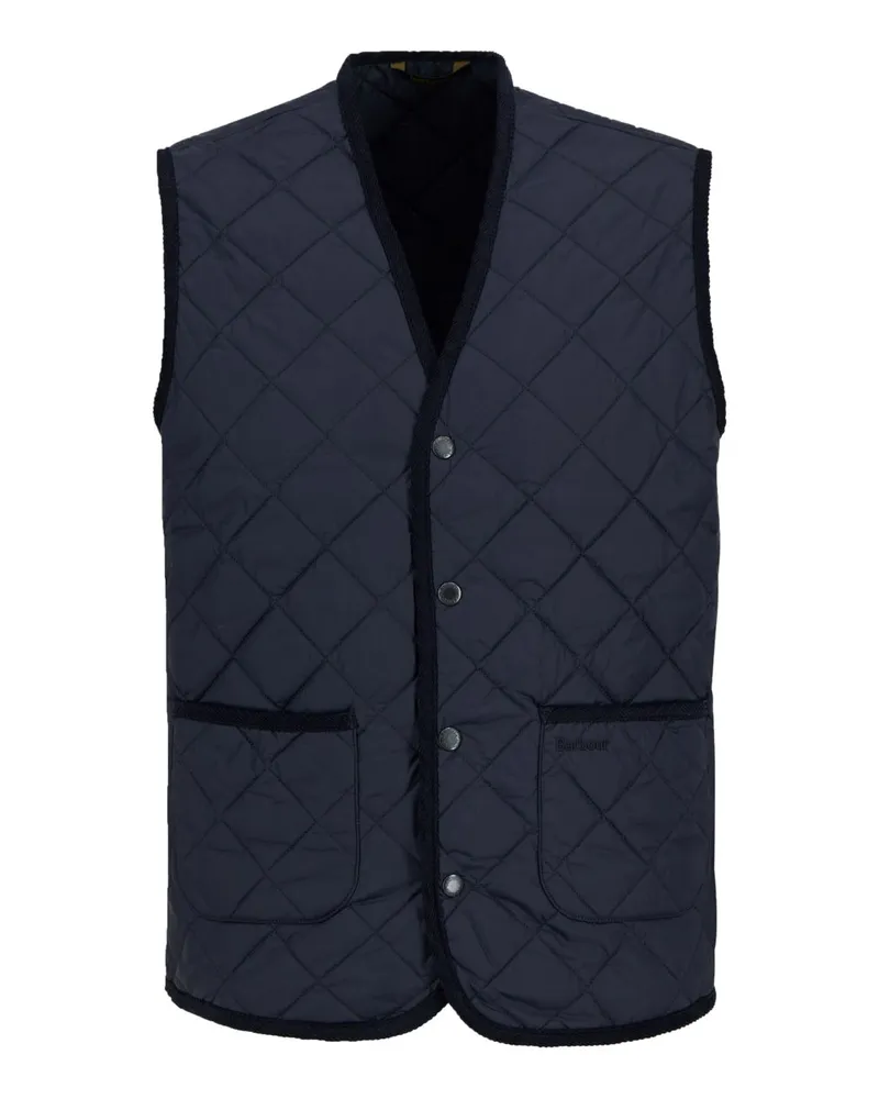 Barbour Wattierte Liner Steppweste mit Taschen und Cordakzenten in Marine
