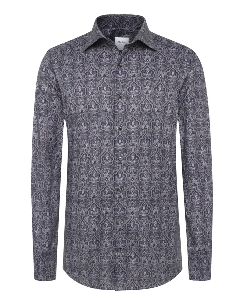 Stenströms Oxford-Hemd mit Paisley-Muster, Slimline in Grau