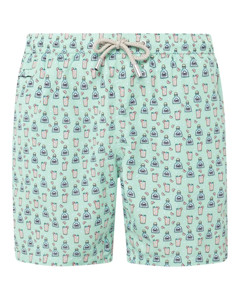 MC2 Saint Barth Leichte Badeshorts mit Tequilla-Motiven in Mint