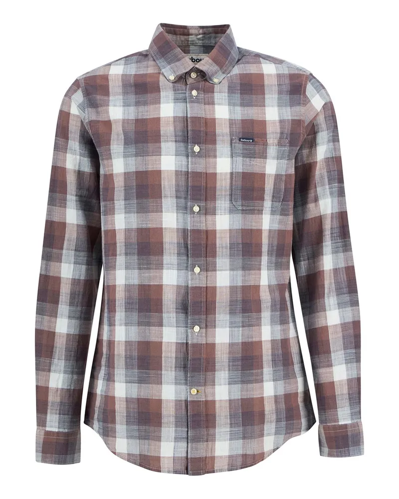 Barbour Leichtes Baumwollhemd mit Karomuster, Tailored Fit in Rostrot