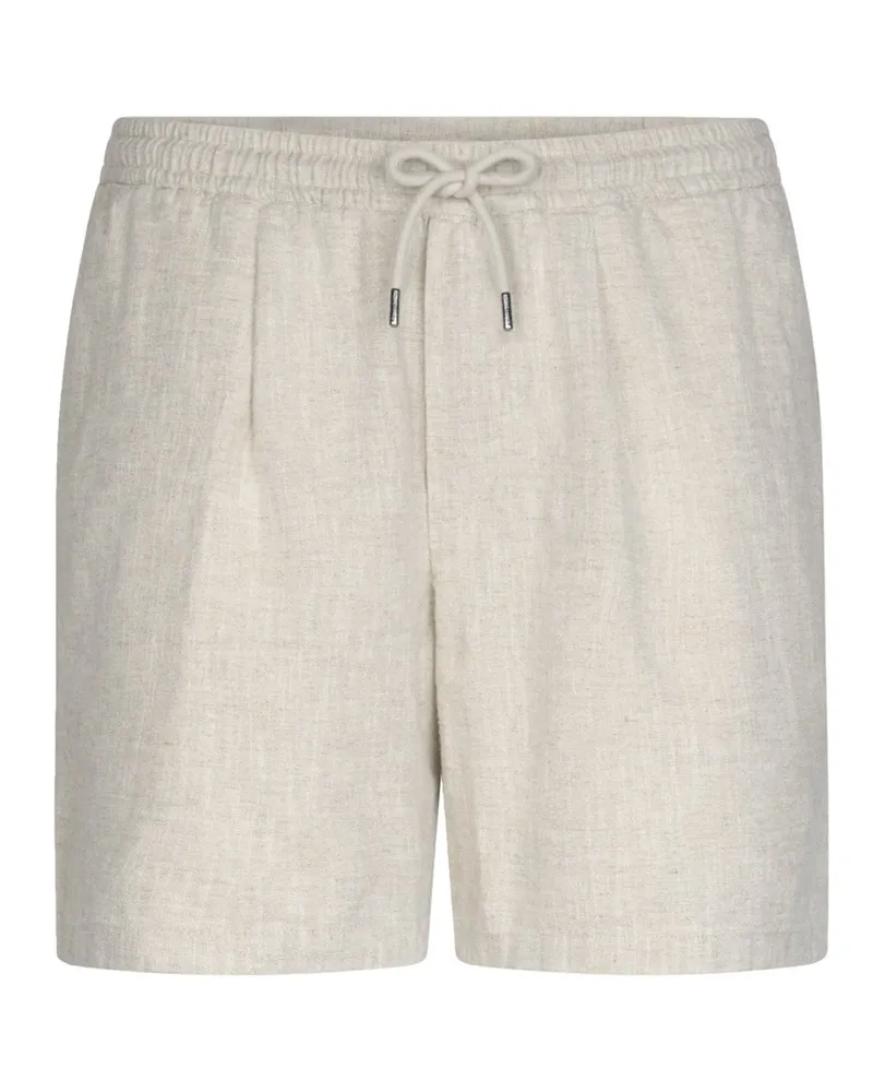 Profuomo Leichte Shorts aus Leinen und Baumwolle mit Bundfalte, Loose Fit in Beige