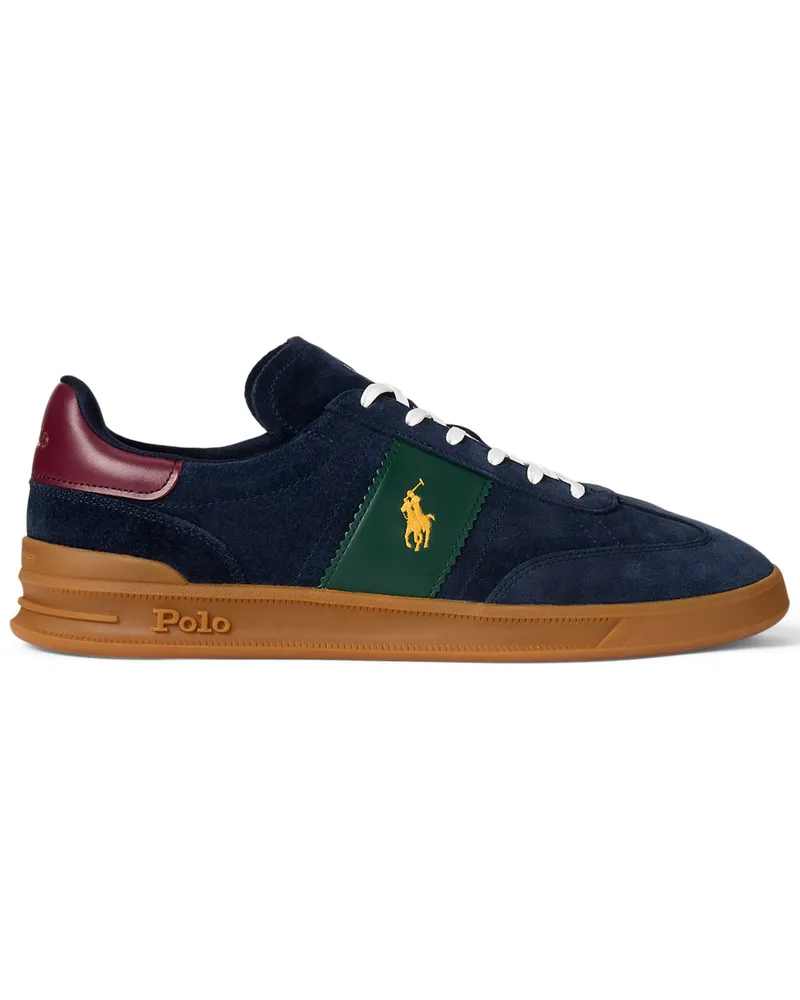 Ralph Lauren Sneaker aus Veloursleder mit Poloreiter-Aufnäher in Marine