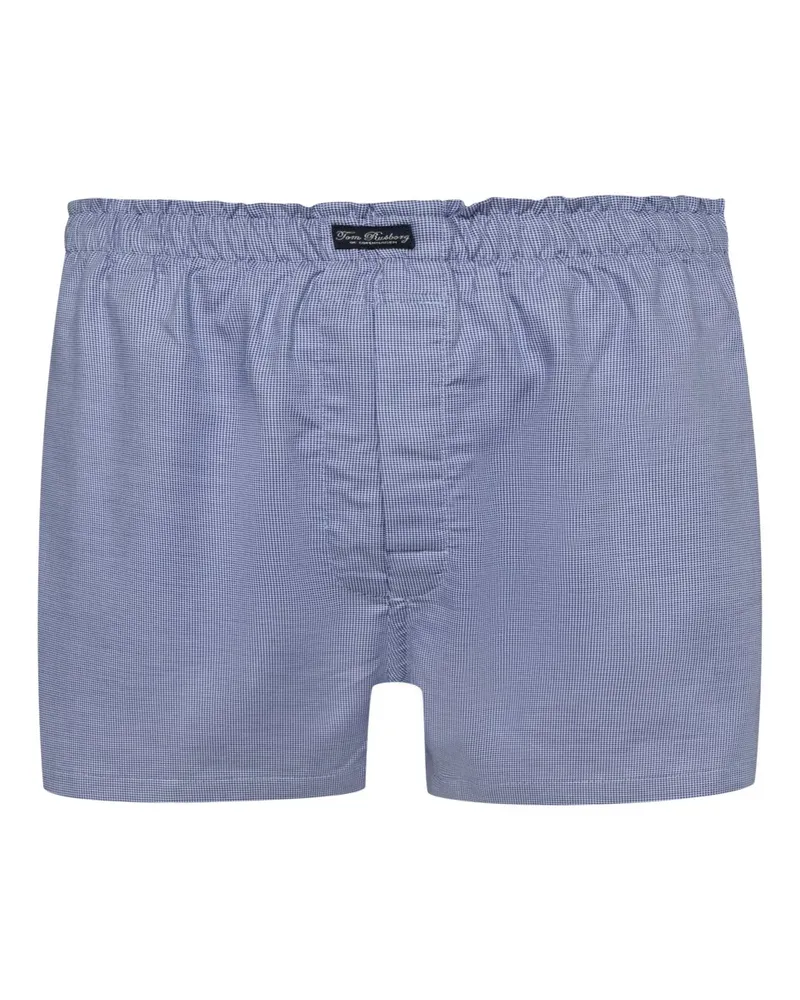 Tom Rusborg Baumwoll-Boxershorts mit Kleinkaromuster und elastischem Bund in Blau