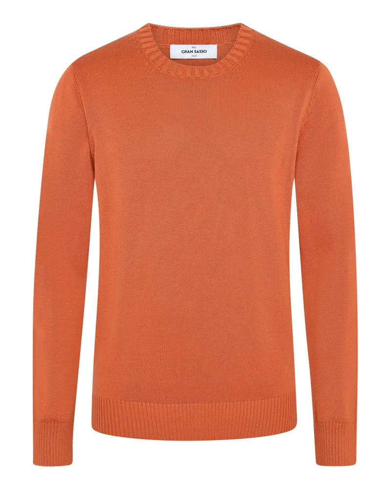 Gran Sasso Softer Rundhals-Pullover aus ägyptischer Baumwolle in Orange