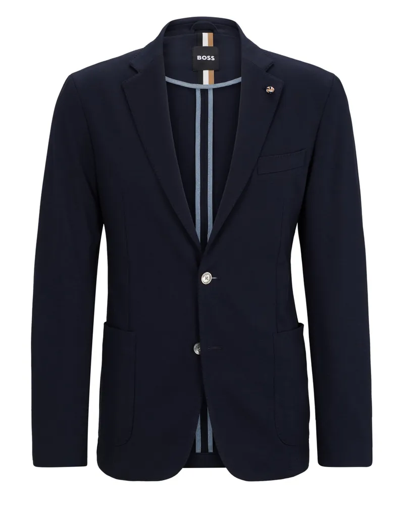 HUGO BOSS Ungefüttertes Stretch-Sakko in Jersey-Qualität, Slim Fit Blau