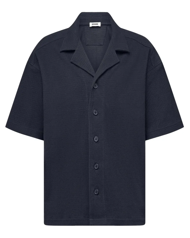 Drykorn Jersey-Kurzarmhemd mit Waffelstruktur in Marine