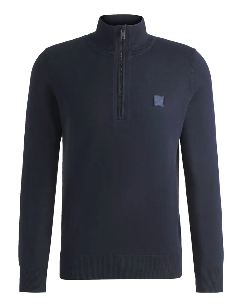 HUGO BOSS Strick-Troyer mit Kaschmiranteil und Label-Aufnäher in Marine