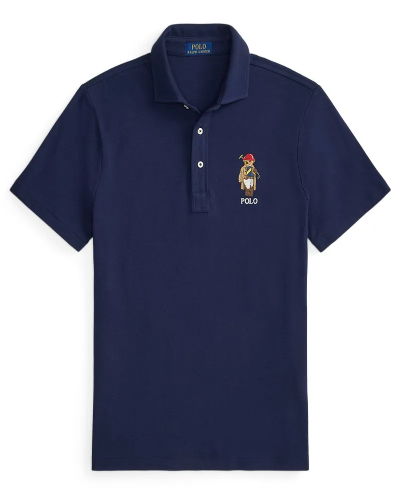 Ralph Lauren Piqué-Poloshirt mit Polo Bear-Stickerei in Marine