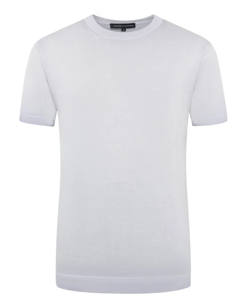 Trusted Handwork Strick-T-Shirt aus Pima Baumwolle mit O-Neck in Hellblau