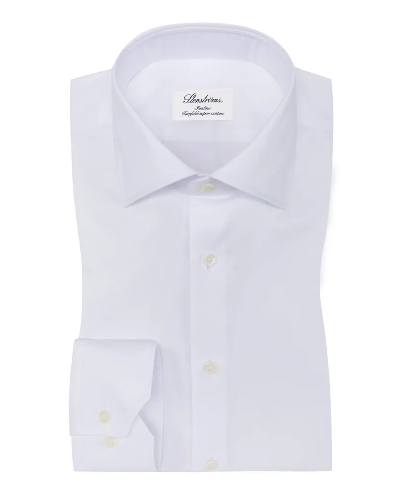 Stenströms Hemd in Twofold-Super-Cotton, Slimline in Weiß