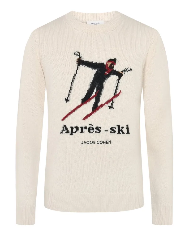 Jacob Cohën Weicher Rundhalspullover mit Woll-Kaschmir-Mix in Offwhite