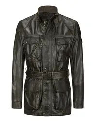 Belstaff Schwere Lederjacke im Fieldjacket-Style Oliv