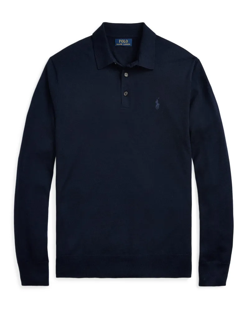 Gant Langarm-Poloshirt mit Logo-Aufnäher in Marine