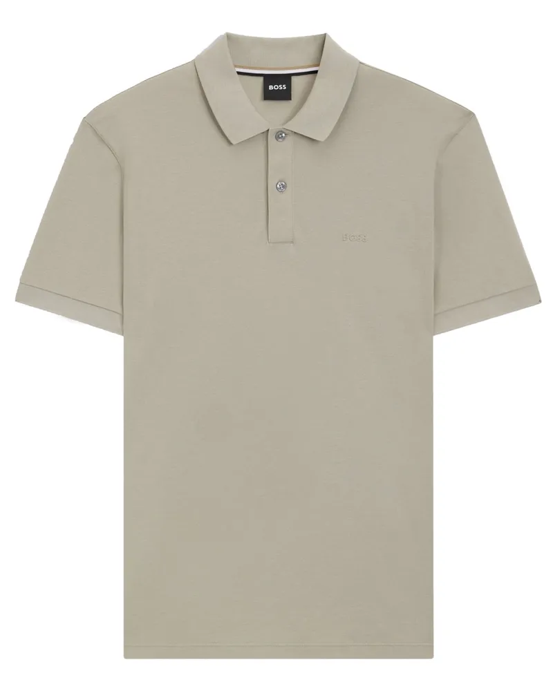 HUGO BOSS Poloshirt in feiner Piqué-Qualität mit Label-Stickerei in Beige