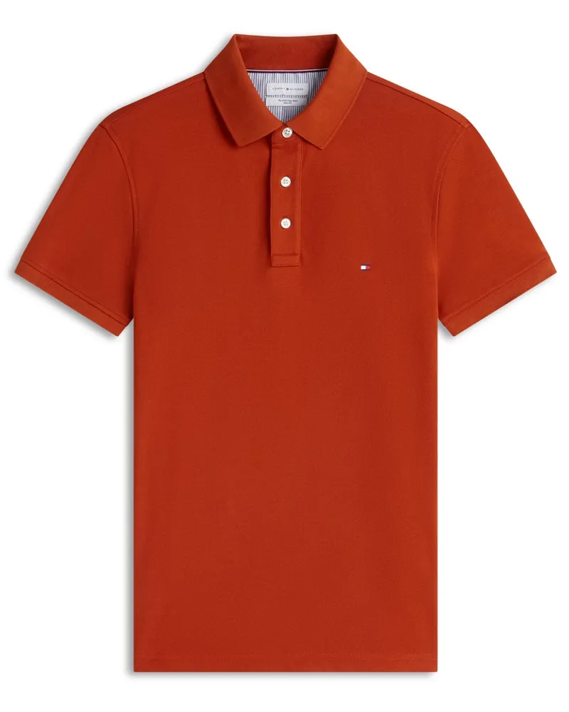 Tommy Hilfiger Slim Fit Poloshirt 1985 mit Stretch und Flag-Stickerei, Slim Fit in Orange
