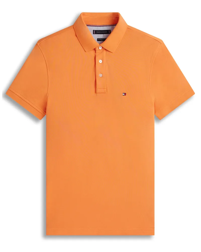 Tommy Hilfiger Piqué-Poloshirt 1985 mit Stretch und Logo-Stickerei, Slim Fit in Orange