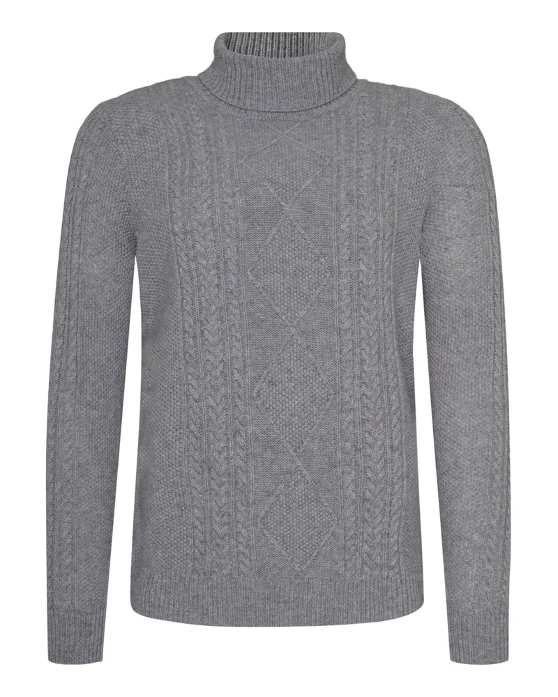 Tom Rusborg Rollkragenpullover aus Merinowolle und Kaschmir in Norwegerstrick in Silber