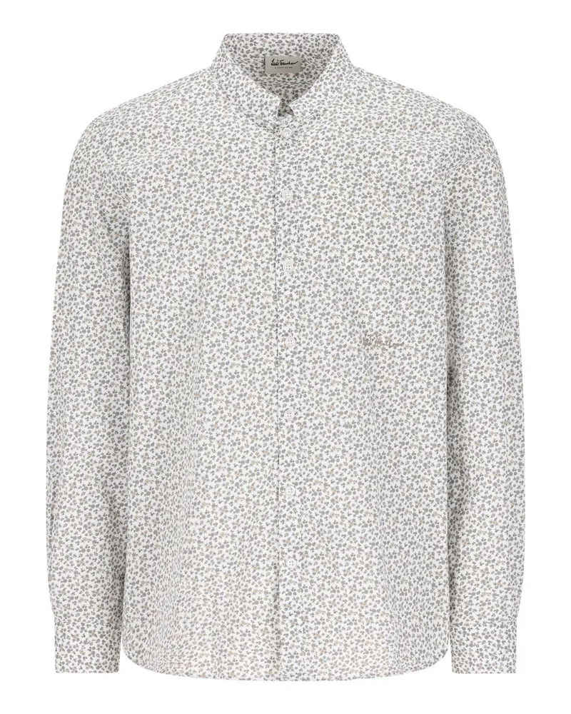 Luis Trenker Leichtes Baumwollhemd mit Stehkragen und floralem Print in Beige