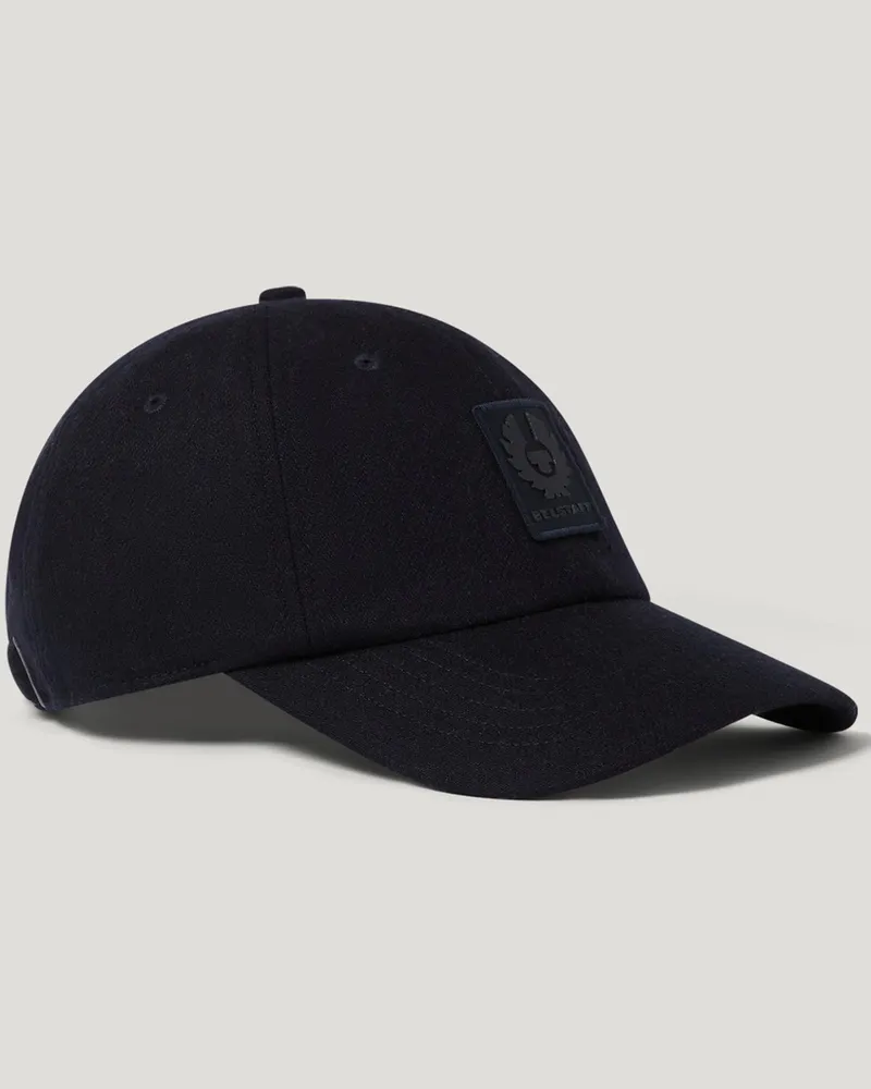 Belstaff Cap in Flanell-Qualität mit Logo-Aufnäher in Marine