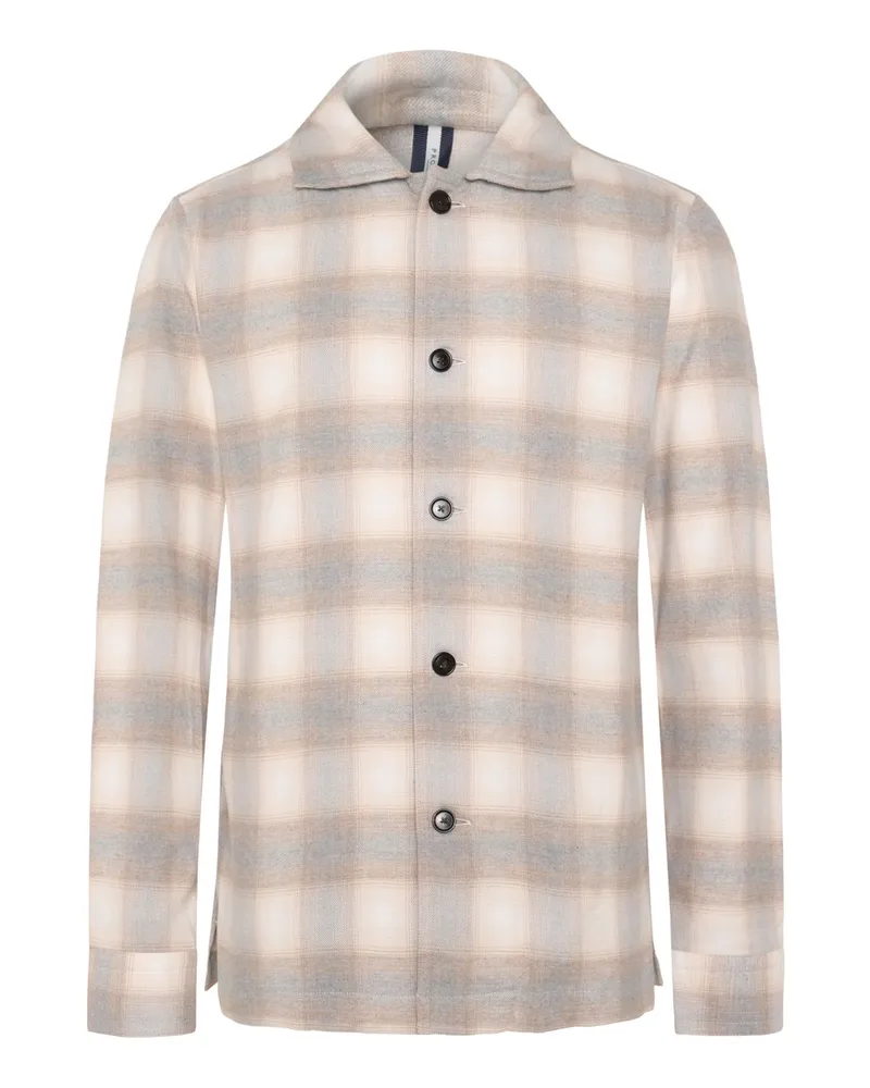 Profuomo Flanell-Overshirt mit Karomuster in Beige