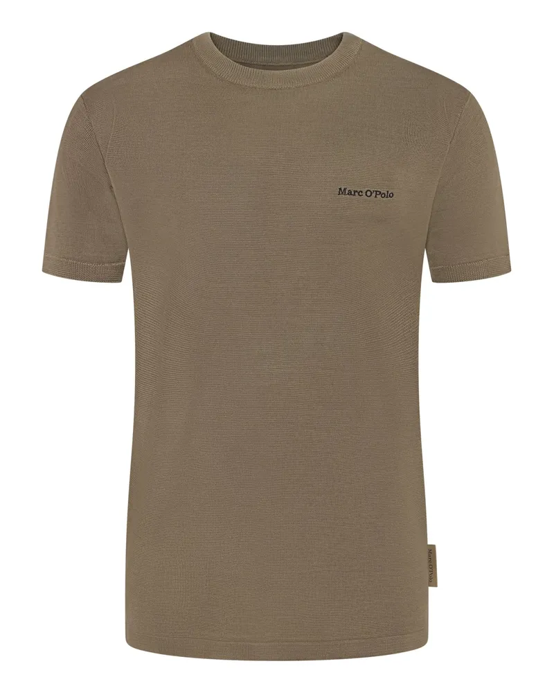 Marc O'Polo Unifarbenes T-Shirt mit kleinem Label-Schriftzug in Khaki
