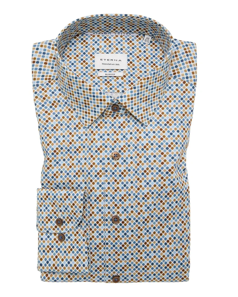 Eterna Hemd aus Baumwolle mit buntem Punktmuster, Slim Fit in Lila