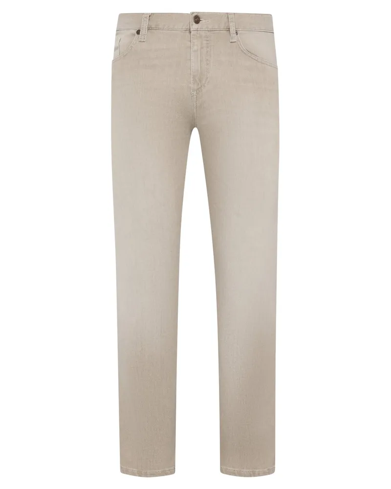Alberto Softe Jeans Pipe aus einen Baumwollstretch, Regular in Beige