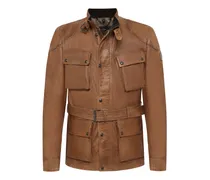 Trialmaster Panther Lederjacke mit aufgesetzten Taschen und Taillengürtel in