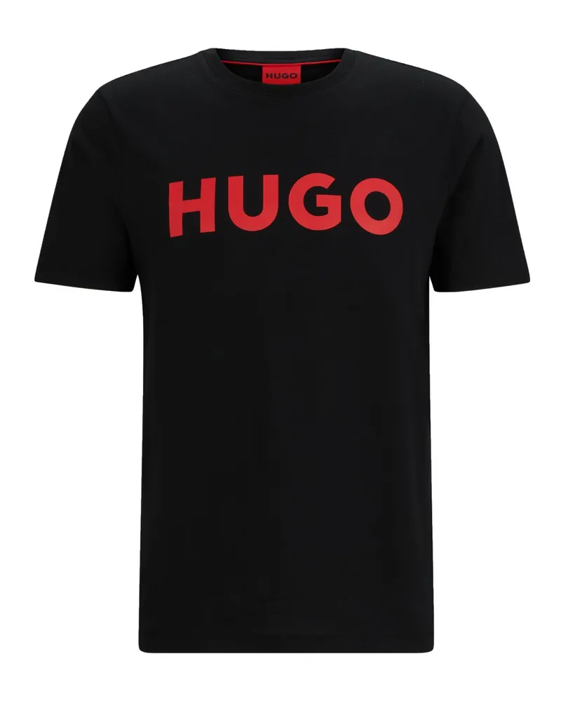 HUGO BOSS Softes T-Shirt mit Label-Frontprint und Stretch in Schwarz