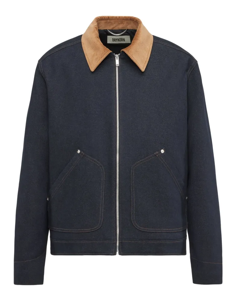 Drykorn Workwear-Jacke in Denim-Optik mit Cordkragen und Wattierung in Marine
