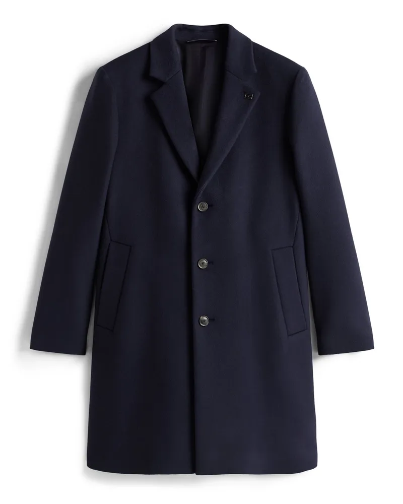 Tommy Hilfiger Softer Kurzmantel aus einem Woll-Mix mit Reverskragen in Marine