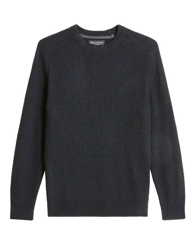 Marc O'Polo Softer Rundhalspullover aus einem Schurwollmix in Bouclé-Strick, Regular in Schwarz