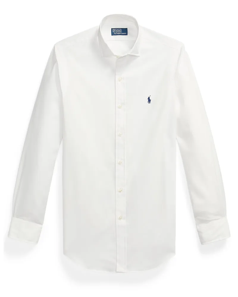 Ralph Lauren Leichtes Baumwollhemd mit Logo-Stickerei, Custom Fit in Weiß