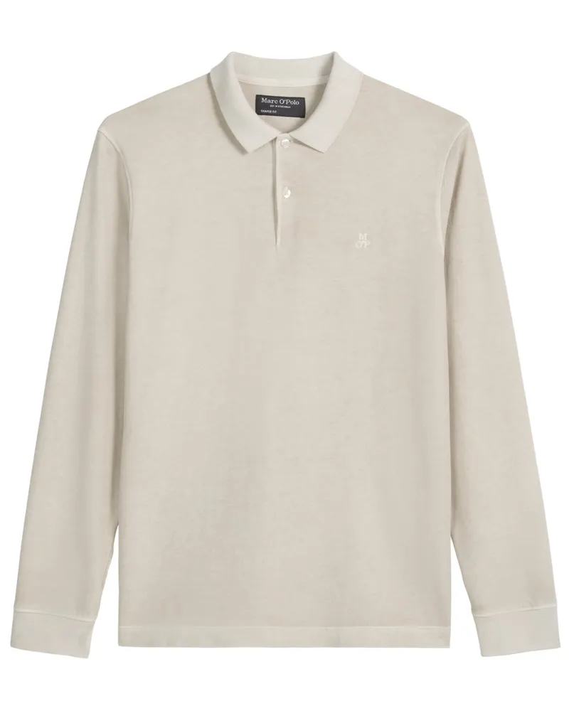 Marc O'Polo Langarm-Poloshirt in Washed-Optik, Regular FIt in Beige